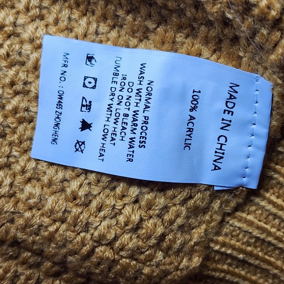 Mustard Knit Poncho Sweater Womens Cowl Neck Acrylic Oversized Layering Cozy - Picture 5 of 9